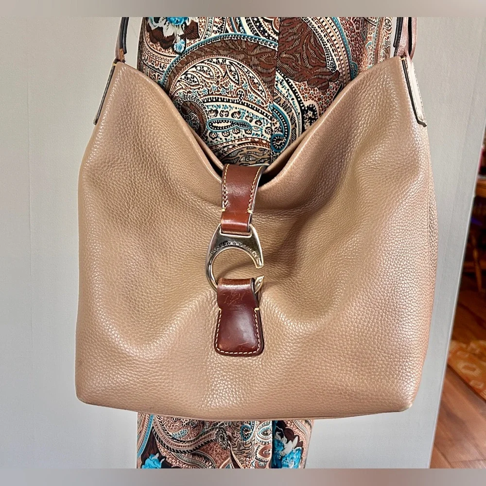 DOONEY & BOURKE Brown Pebble Leather Derby Hobo Slouchy Crossbody Bag Heritage